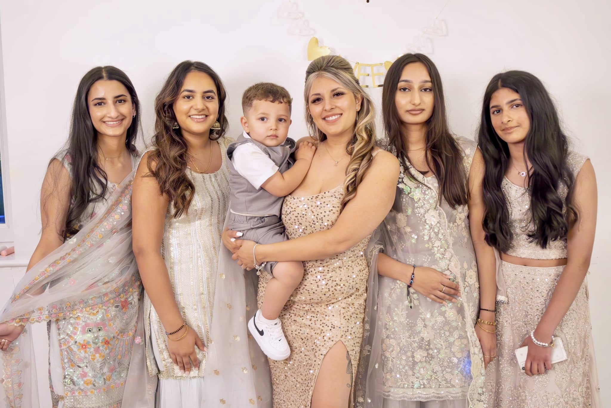 Family group posing at a celebration
